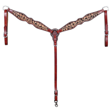 HILASON Western Horse Floral Headstall Breast Collar Set Genuine Leather Brown